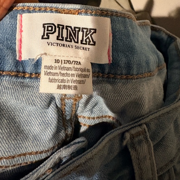 PINK Victoria’s Secret Distressed Denim Shorts - Size 10 - Light Wash - Picture 3 of 3